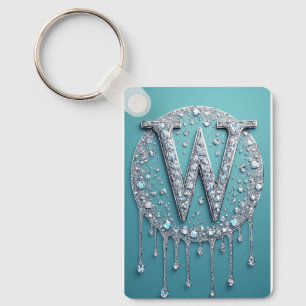 Diamond-Encrusted W Monogram Key Ring