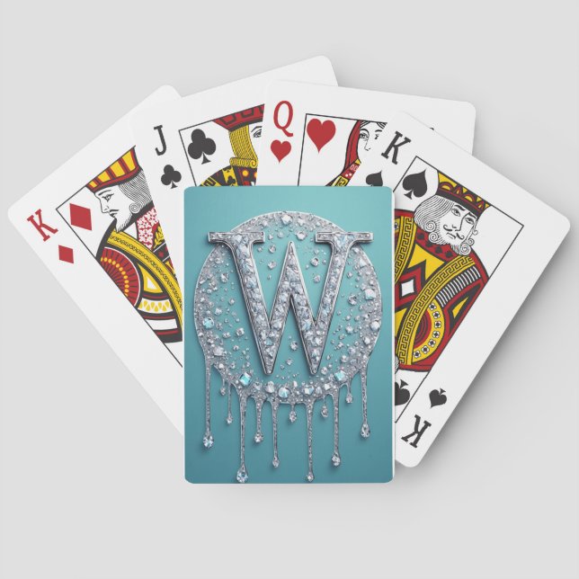 Diamond-Encrusted W Monogram Playing Cards (Back)