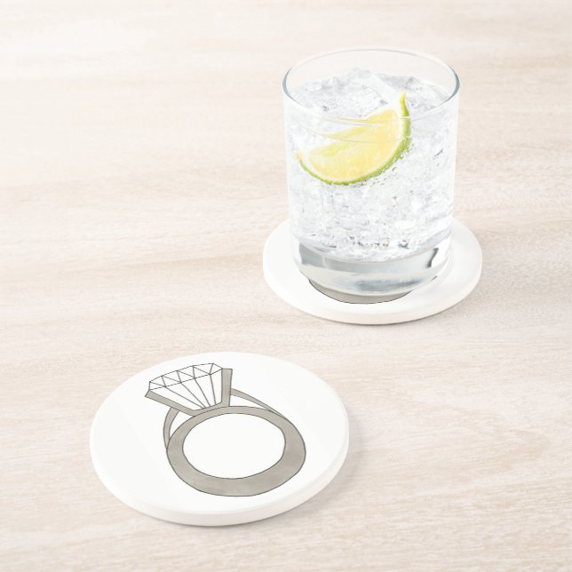 Diamond Engagement Ring Bling Fashionista Bride Coaster (Side)