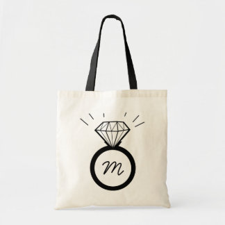 Diamond Engagement Ring monogram tote bag