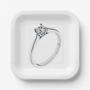 Diamond Engagement Ring Paper Plate