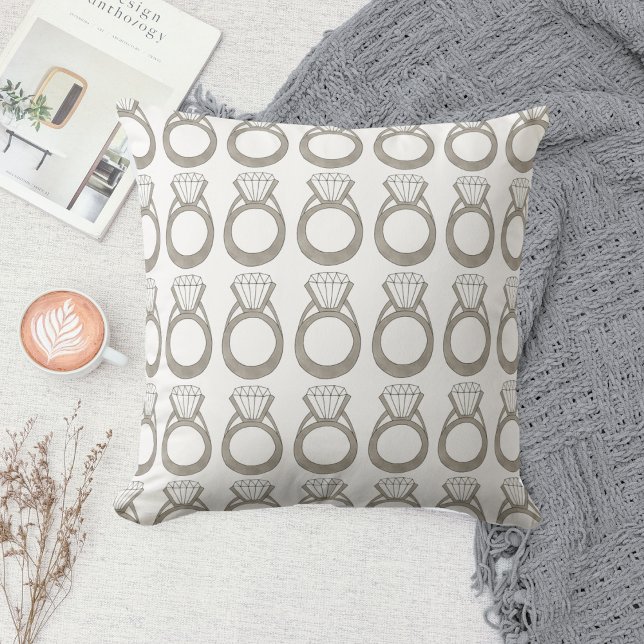 Diamond Engagement Ring Personalised Wedding Gift Cushion (Diamond Ring Pillow)