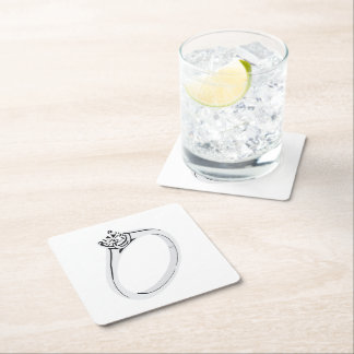 Diamond Engagement Ring Square Paper Coaster