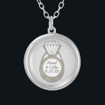 Diamond Engagement Ring Wedding Bridal Shower Silver Plated Necklace<br><div class="desc">Design features an original marker illustration of a diamond engagement ring. Simply personalise with your event information for a unique wedding,  engagement party,  or bridal shower favour!

Don't see what you're looking for? Need help with customisation? Contact Rebecca to have something created just for you!</div>