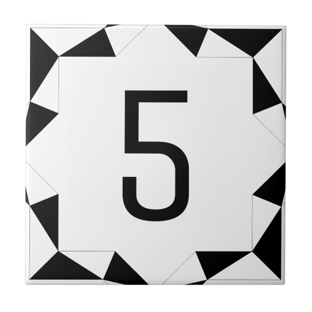 Diamond Facets Black and White Ceramic Tile (Front)