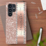 Diamond Faux Bling Glitter Calligraphy  Rose Gold  Samsung Galaxy Case<br><div class="desc">Any glitter or diamonds in design are photos and simulated. This design may be personalised in the area provided by changing the photo and/or text. Or it can be customised by clicking Personalise this Template and then choosing the click to customise further option and delete or change the colour of...</div>