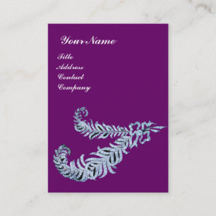 DIAMOND FEATHERS MONOGRAM ,purple,black,white Business Card