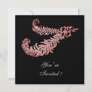 DIAMOND FEATHERS ,Pink Silver Metallic Invitation