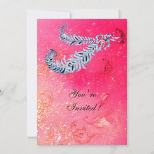 DIAMOND FEATHERS ,pink sparkles Invitation