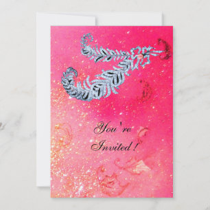 DIAMOND FEATHERS ,pink sparkles Invitation