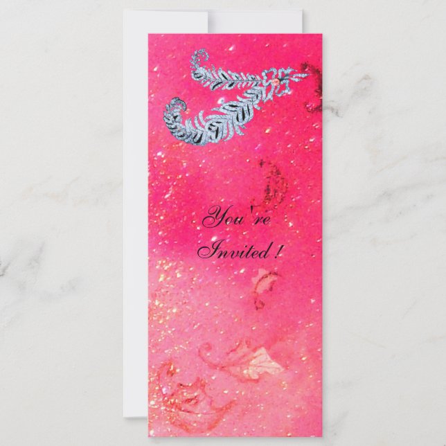 DIAMOND FEATHERS ,pink sparkles Invitation (Front)