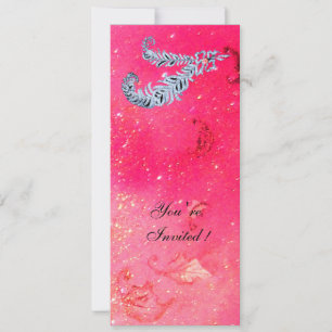 DIAMOND FEATHERS ,pink sparkles Invitation