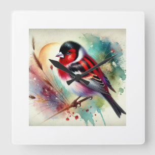 Diamond Firetail Finch 300824AREF130 - Watercolor Square Wall Clock