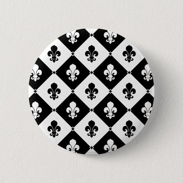 Diamond Fleur De Lis Pattern 6 Cm Round Badge (Front)