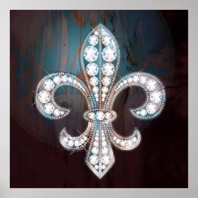 Diamond Fleur de Lis Wooden  Poster (Front)