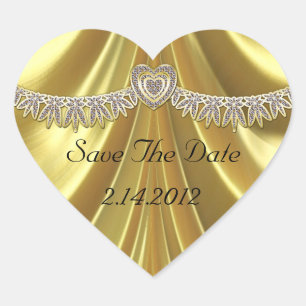 Diamond Fleurette & Satin Gold Heart Sticker