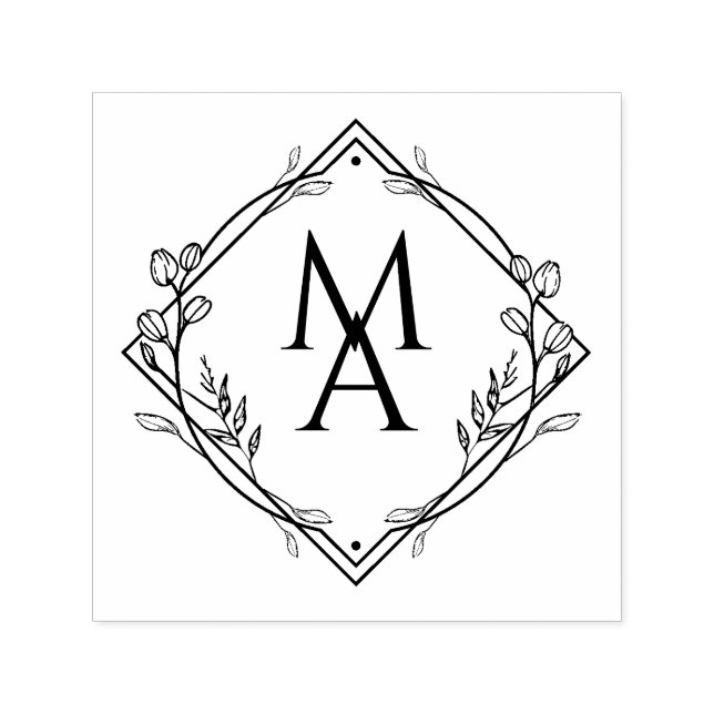 Diamond Floral Monogram Self-inking Stamp (Design)