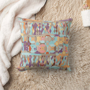 Diamond & Floral Pattern Throw Pillow