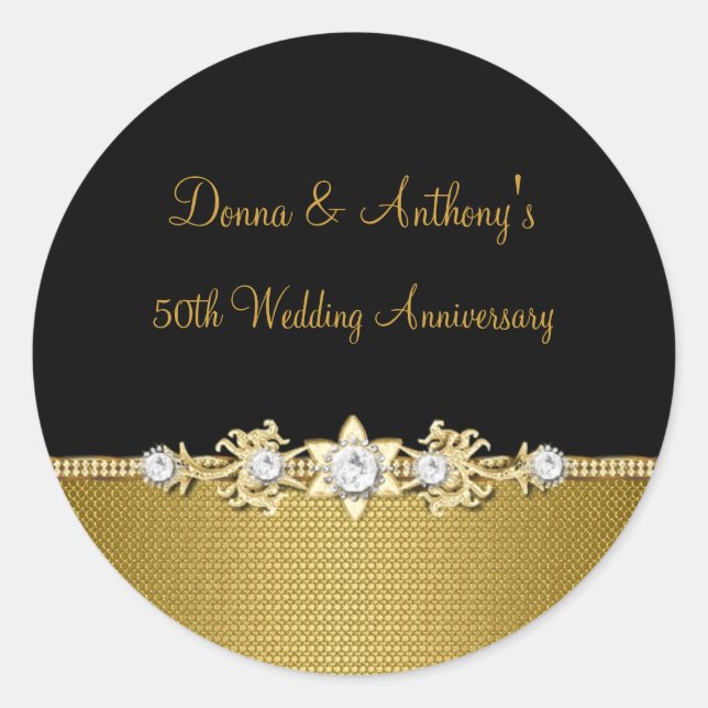 Diamond Flower 50th Wedding Anniversary Sticker (Front)