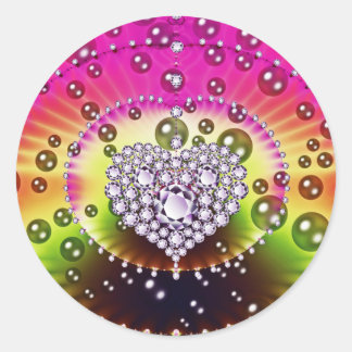 Diamond Fractal Classic Round Sticker