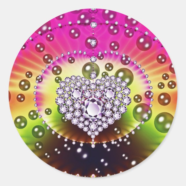 Diamond Fractal Classic Round Sticker (Front)