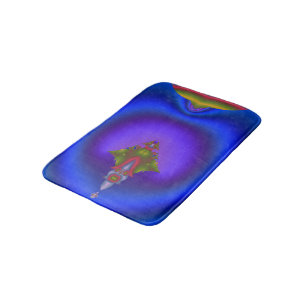 Diamond Fractal in Neon Blue Bath Mat