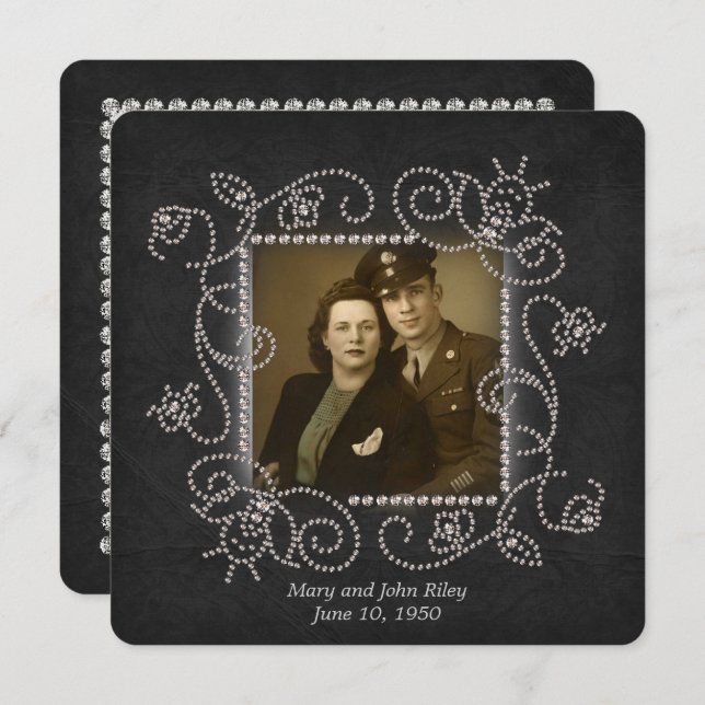 Diamond frame wedding Anniversary open house Invitation (Front/Back)