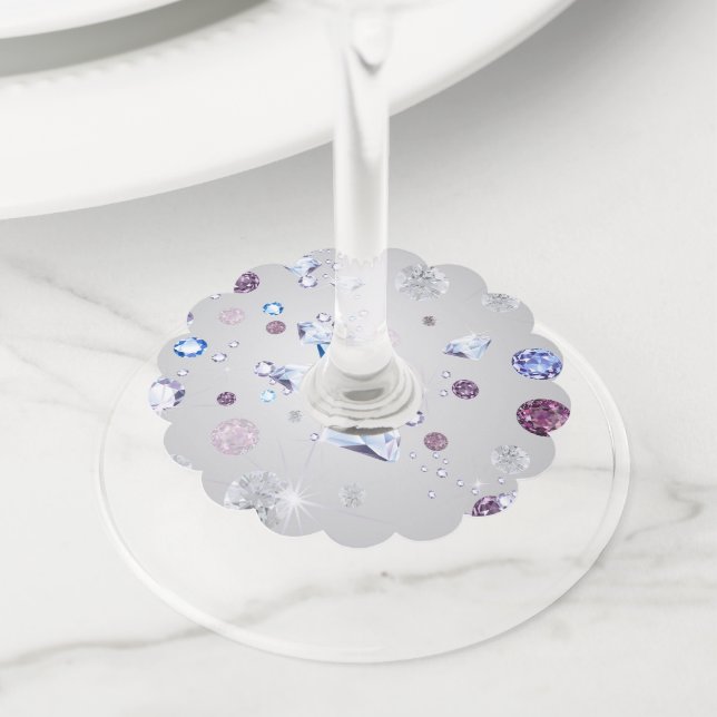 Diamond Galaxy 3 Wine Glass Tag (Close Up)