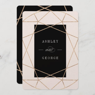 Diamond Gemstone Geometric Modern Stylish Wedding Invitation