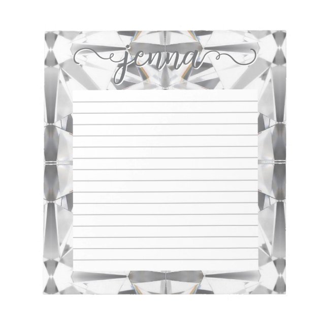 Diamond Gemstone Lined Personalised Notepad (Front)