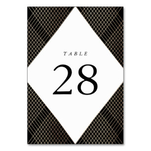 Diamond Geometric Black Gold Gatsby Wedding Table Number