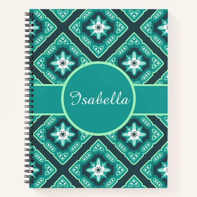 Diamond Geometric Floral Notebook (Front)