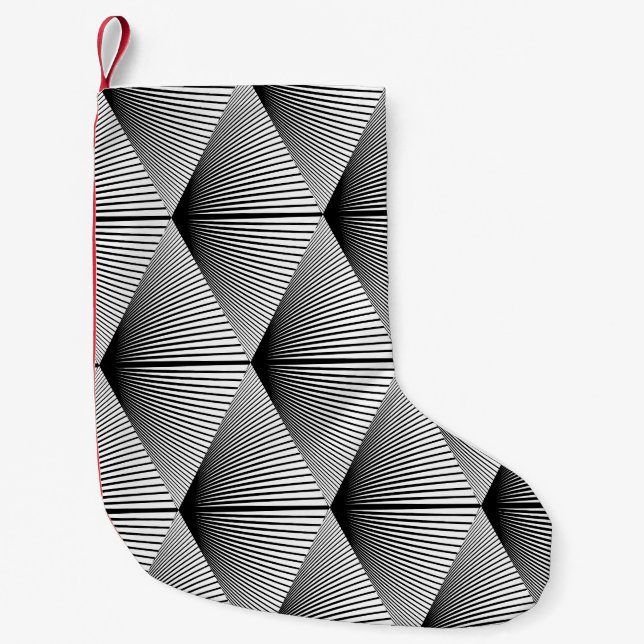 Diamond Geometric: Monochrome Vintage Design Small Christmas Stocking (Front)