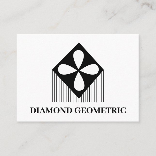 Diamond Geometric Pattern Black and White Business Card (Front)