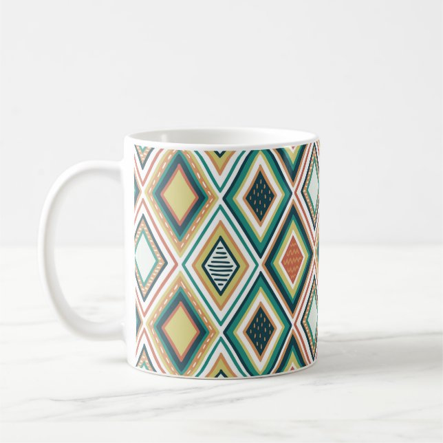 Diamond Geometric Pattern in Earth Tones Coffee Mug (Left)
