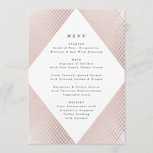 Diamond Geometric Pink Gold Gatsby Wedding Menu