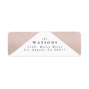 Diamond Geometric Pink Gold Gatsby Wedding Return Address Label