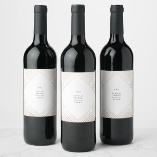 Diamond Geometric White Gold Gatsby Wedding Wine Label