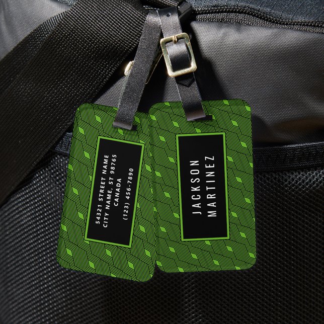 Diamond Geometry Pattern Luggage Tag (Green) (Creator Uploaded)