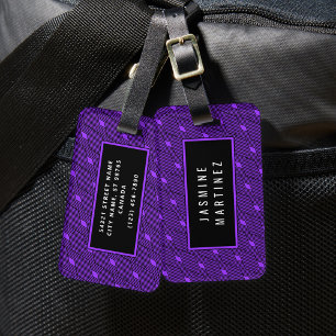 Diamond Geometry Pattern Luggage Tag (Purple)