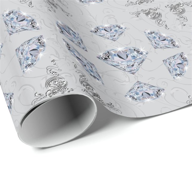 Diamond Gift Wrapping Paper, Any COLOR Background Wrapping Paper (Roll Corner)
