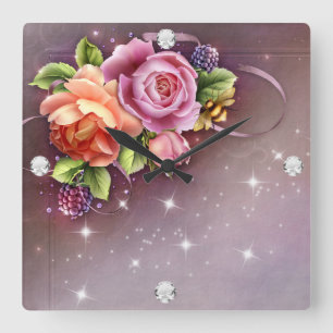 Diamond Girl #2 Square Wall Clock