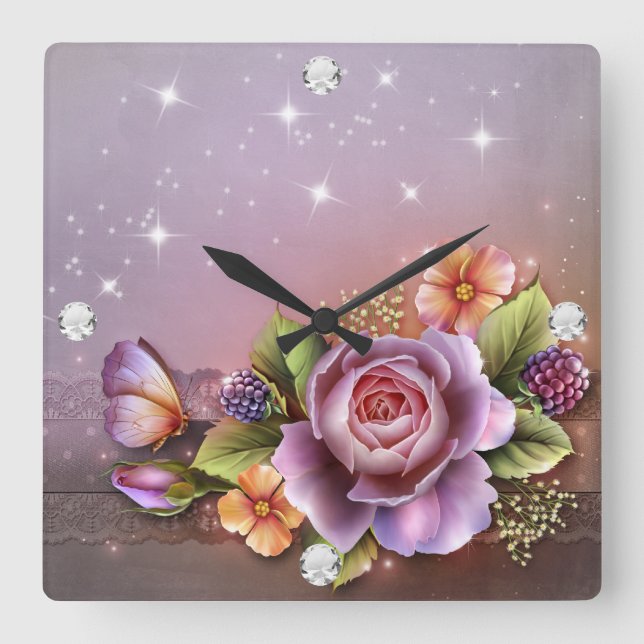 Diamond Girl  Square Wall Clock (Front)