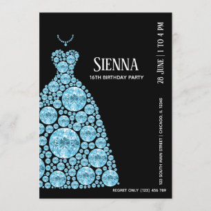 Diamond Glam Gown Dresses Invitation