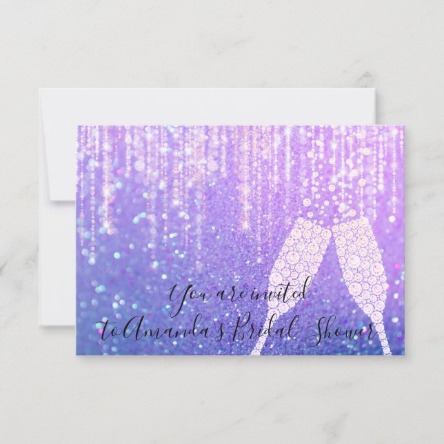 Diamond Glass Bubbles Sweet16th Bridal Wedding Invitation (Front)