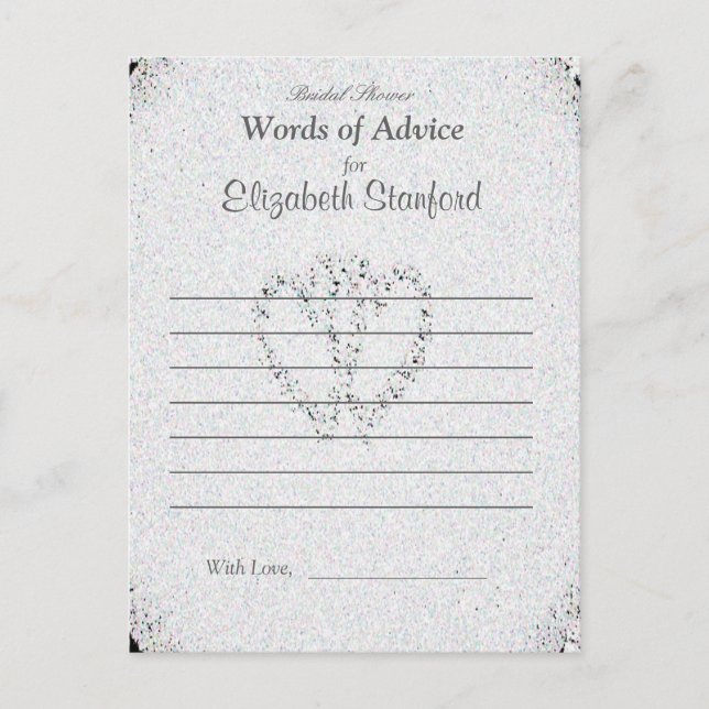 Diamond Glitter | Bridal Shower Advice Card (Front)