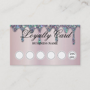 Diamond Glitter Drips Nail Salon Lilac Loyalty Business Card