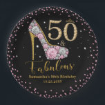 Diamond Glitter Fifty and Fabulous 50th Birthday Paper Plate<br><div class="desc">Personalise this modern glam chic pink and gold Fifty and Fabulous 50th birthday party paper plates with your own wording and party details easily and quickly. Simply click the "Edit Using Design Tool" button to modify some of the text, wording, font style, font size, and font colour. For a seamless...</div>