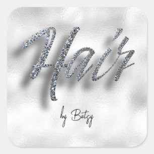 Diamond Glitter Hair Stylist  Square Sticker
