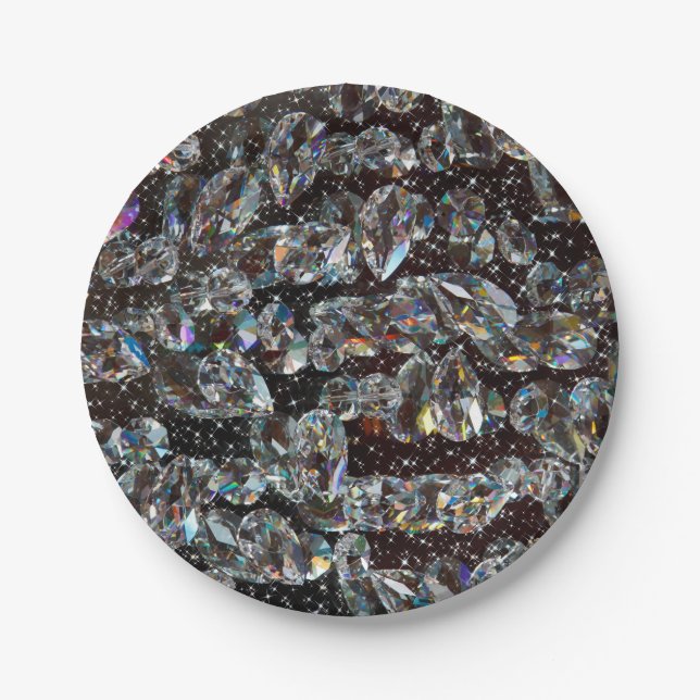 Diamond Glitter Sparkle Elegant  Paper Plate (Front)